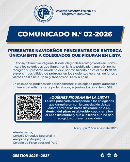 Presentes navideños pendientes de entrega, únicamente a colegiados que figuran en la lista publicada