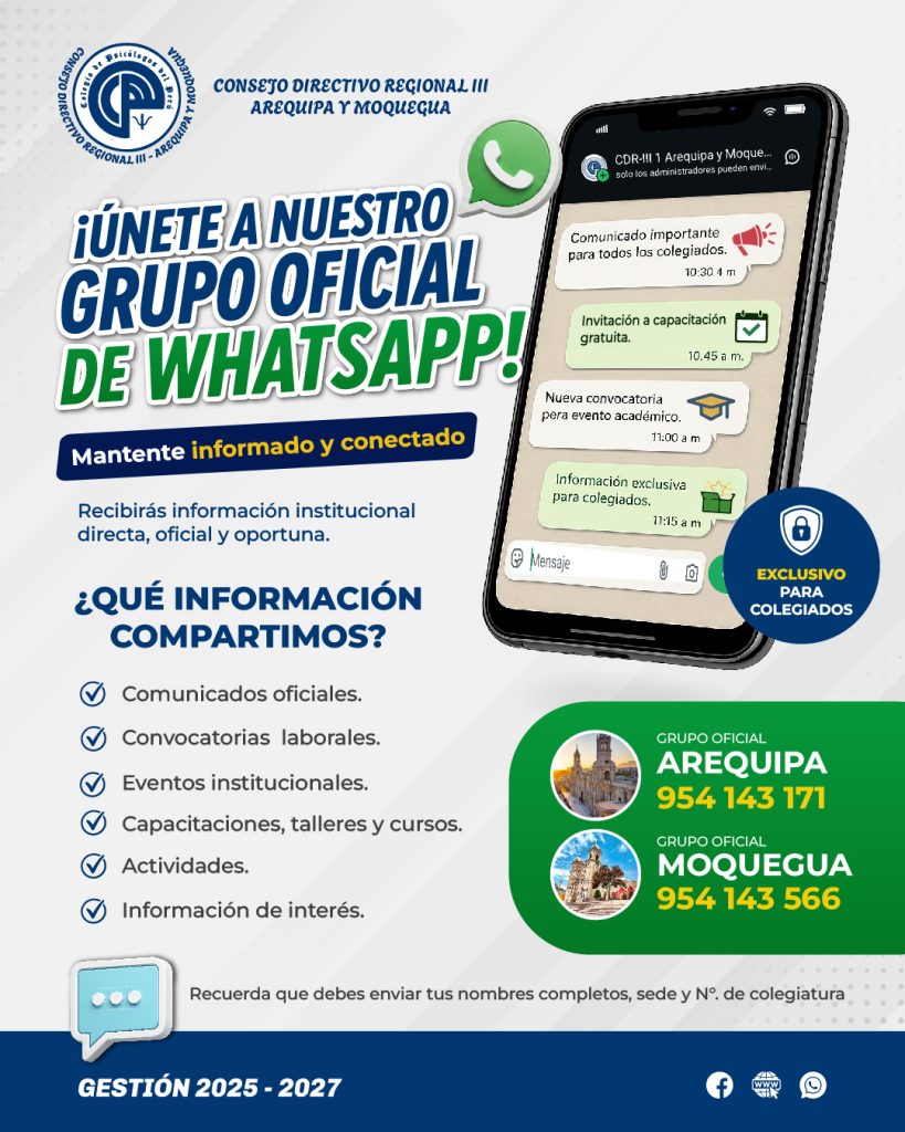 Grupo oficial de Whatsapp para colegiados