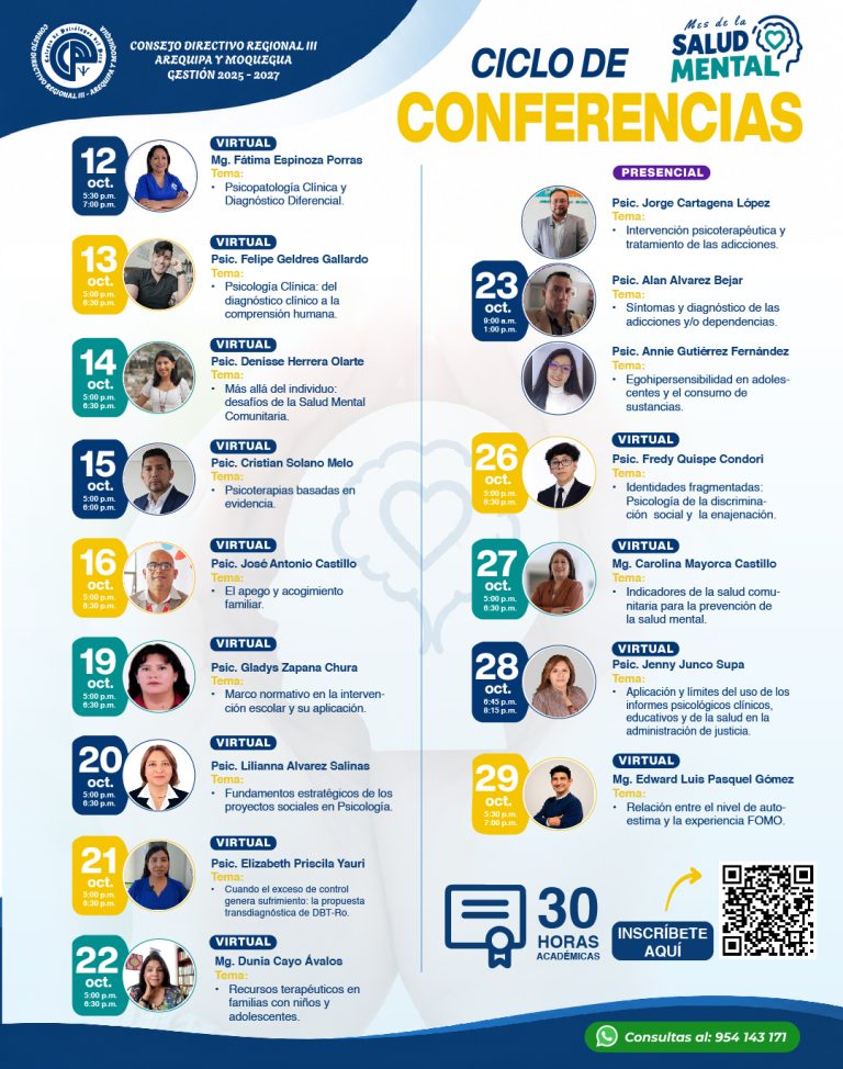 CICLO DE CONFERENCIAS POR EL MES DE LA SALUD MENTAL